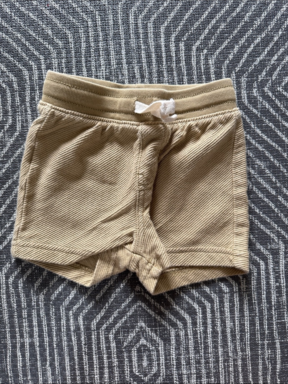 Tea Collection Baby Boys Tan Ribbed Cotton Shorts with Drawstring